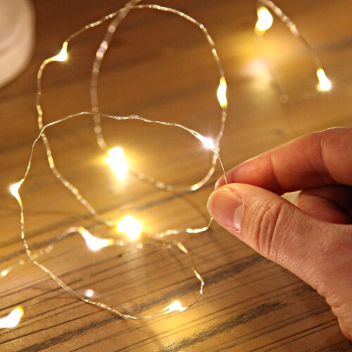 20 LED Micro Silver Wire Indoor Battery Operated Firefly String Lights by Festive Lights (Warm White) 2