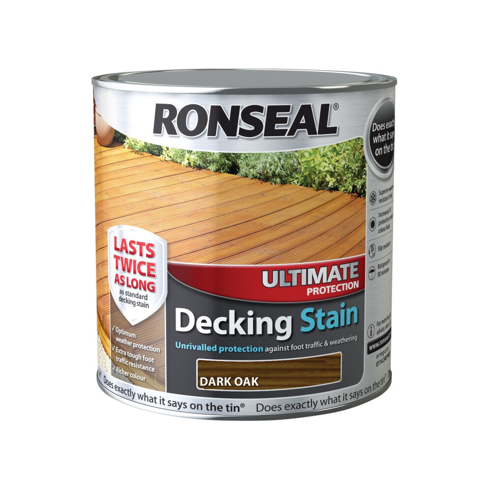Ronseal UDSDO25L 2.5 Litre Ultimate Protection Decking Stain - Dark Oak