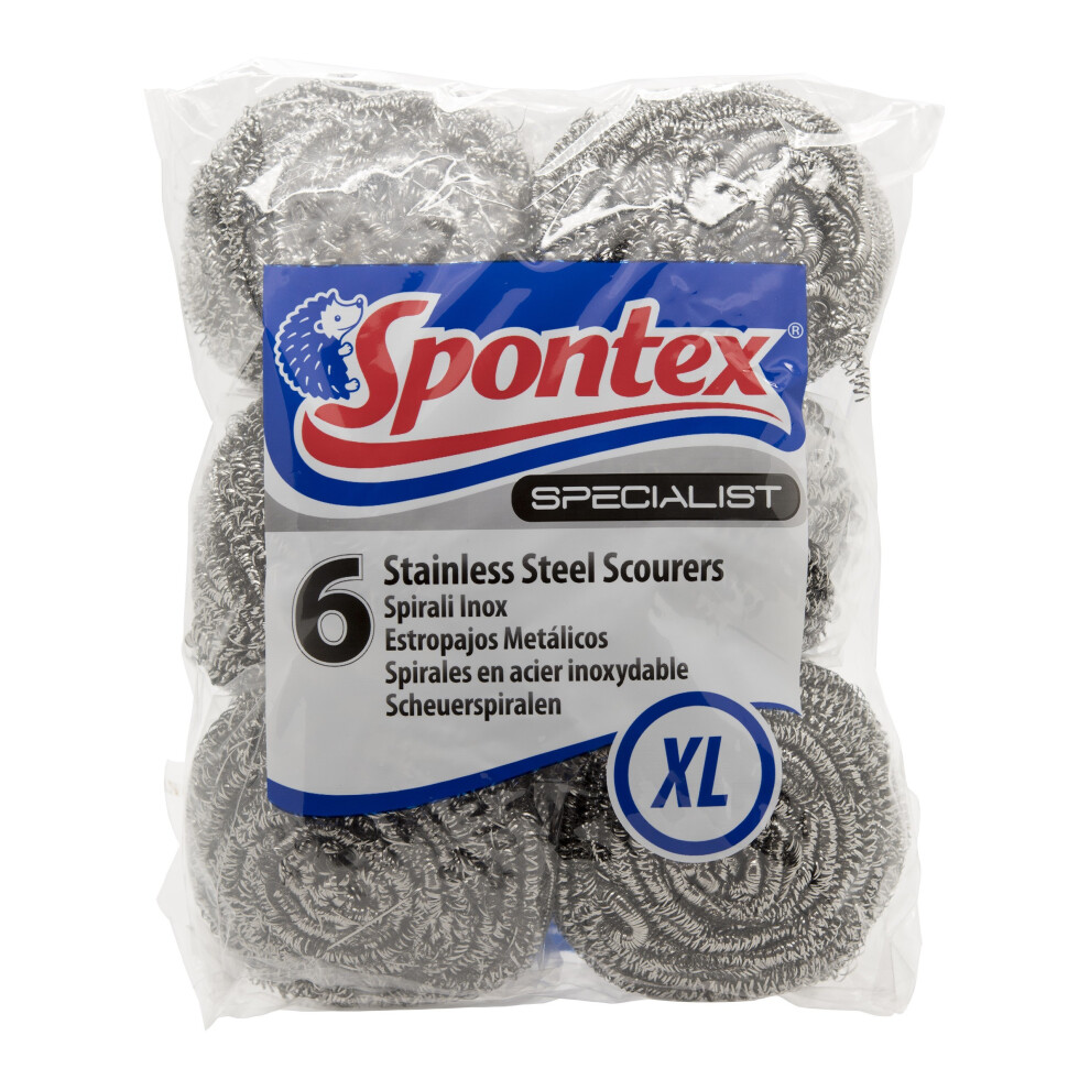 Spontex Specialist Stainless Steel Scourers (Pack of 6)