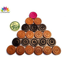Carrom Coin Set of 24 Coins Sheesham Wood Champion Carrom Coins + Striker