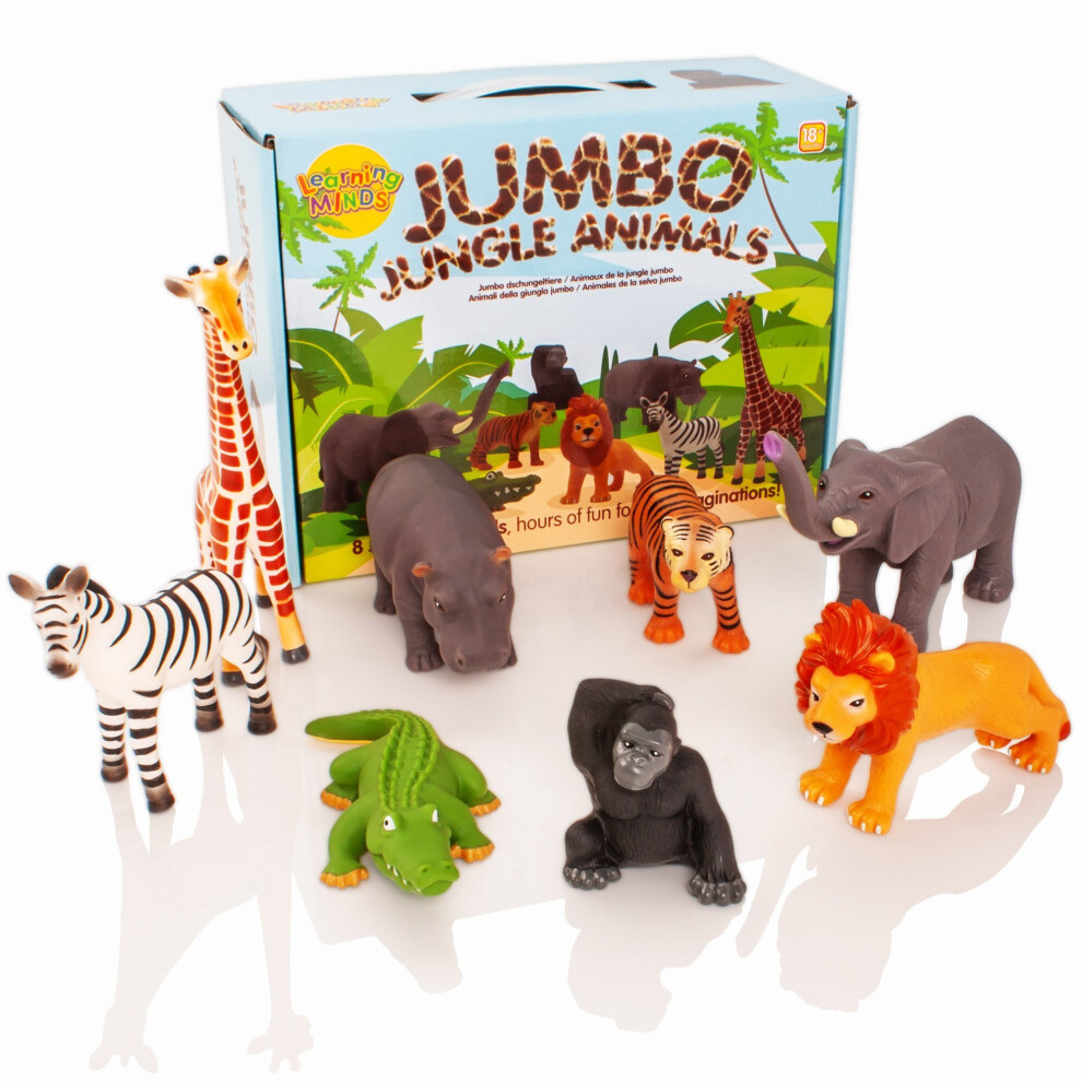 Learning Minds Set of 8 Jungle Animal Toys | Animal Figures Educational Toys