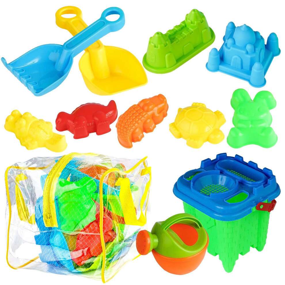 13 Pack Beach Toy Set - Ideal for a Day at The Beach - Includes Mesh Bag & Strong PVC Bag