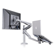 Adjustable Aluminium Universal Laptop Notebook & Computer Monitor Stand Desk Mount Bracket clamp Tilt Swivel Dual Arm Support Holder (Laptop &...