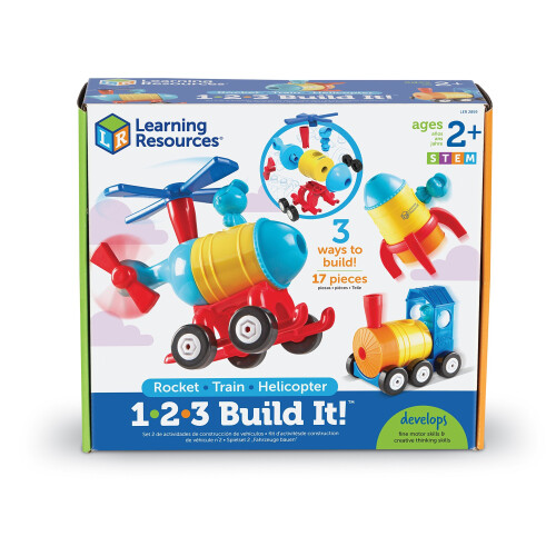Learning Resources Learning Resources 1-2-3 Build It! Ρόκετ-Τρένο-Ελικόπτερο, Παιχνίδι Κατασκευής, 17 Τεμάχια, 2+ Ετών