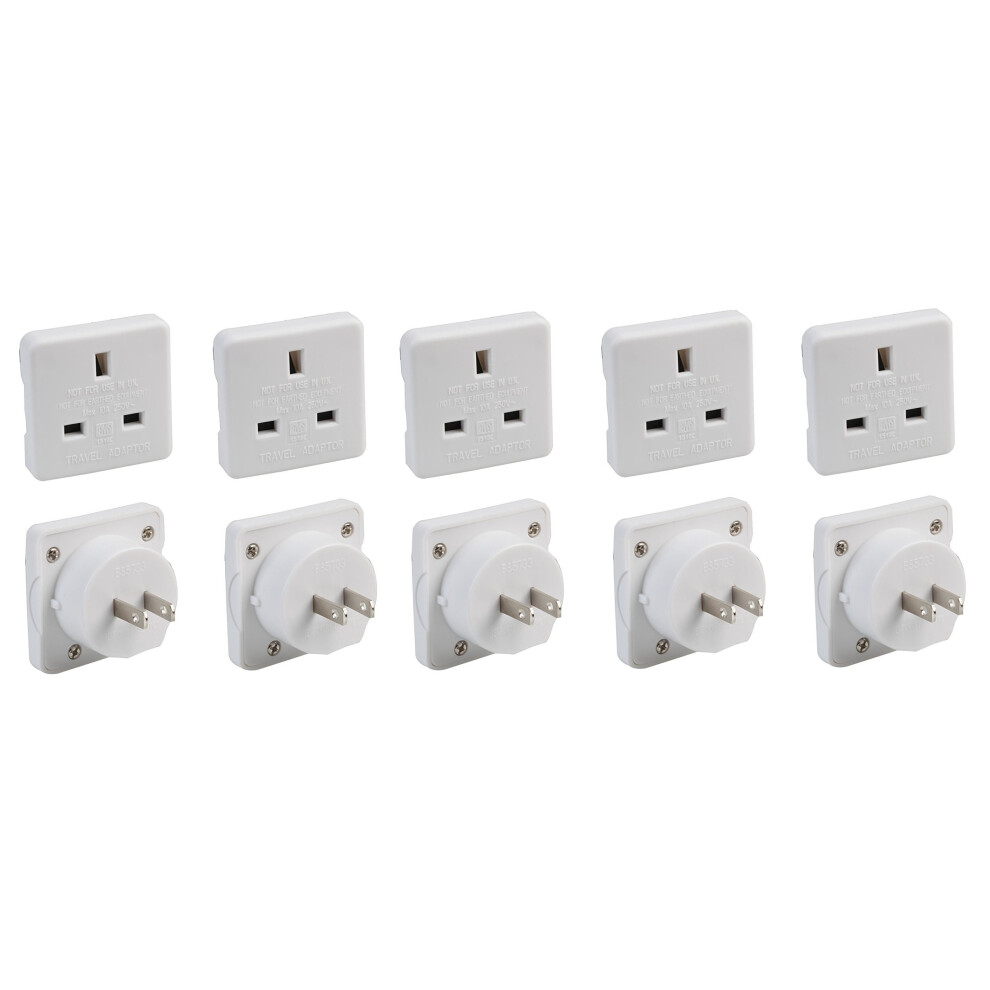 Invero® 5x Pack of UK to USA US America Canada Tourist Travel Plug Power Mains Adaptor - White