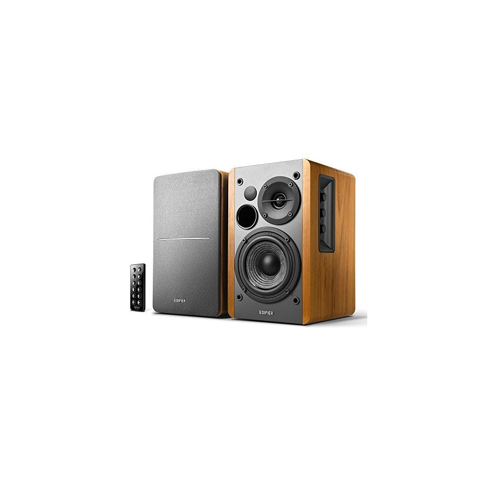 Edifier R1280DB Powered Bluetooth Bookshelf Speakers - Optical Input - Wireless Studio Monitors - 4 Inch Near Field Speaker - 42w RMS - Wood Grain