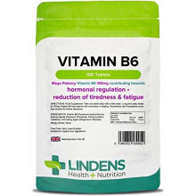 Lindens Vitamin B6 100mg Tablets | 100 Pack | Ultra-Potent 7000% NRV dose contributes to Healthy Metabolism, Reduction of Tiredness, Normal Immune...
