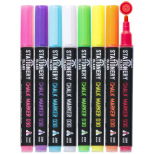 Stationery Island Chalk Pens D30 3mm Fine Bullet Nib - Dry Wipe Erase Chalk Markers Pack of 8 Colours