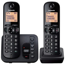 Panasonic KX-TGC222EB Digital Cordless Phone with LCD Display - Black (Pack of 2)