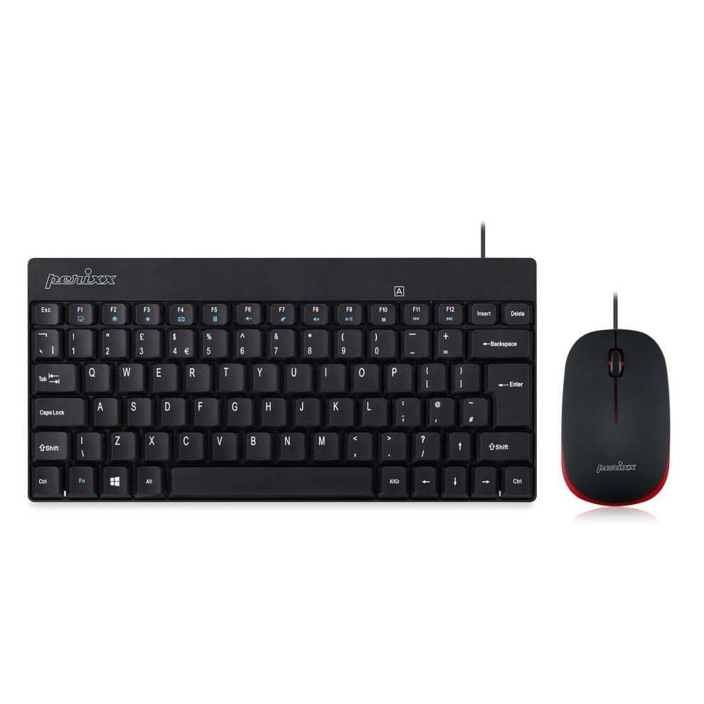 Perixx Periduo-212 Wired Keyboard And Mouse - 12 Multimedia Hot Keys - Uk English Layout Black 4049571001319