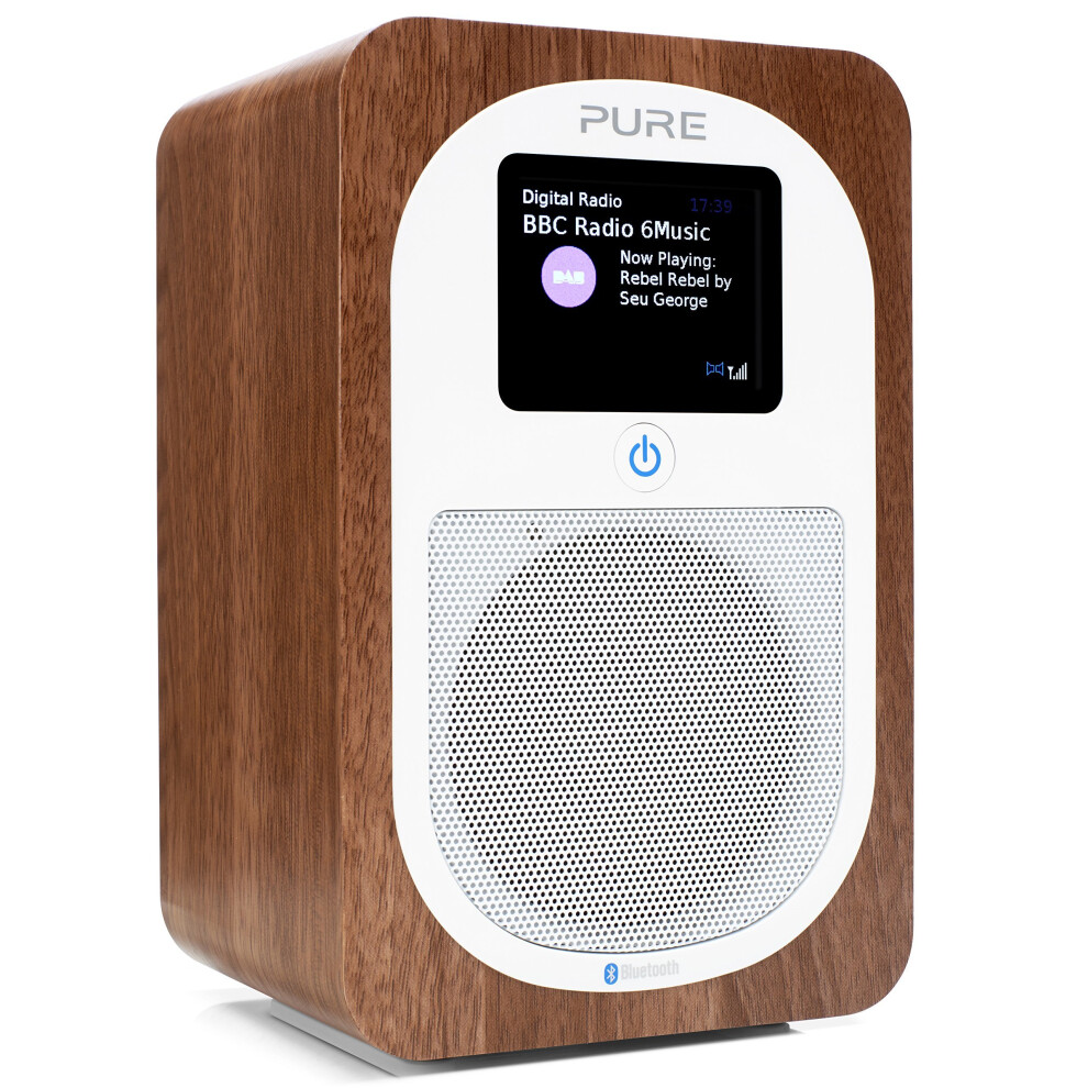 Pure Evoke H3 Portable DAB/DAB+/FM Radio with Bluetooth, Dual Alarms and Full Colour Display - Walnut