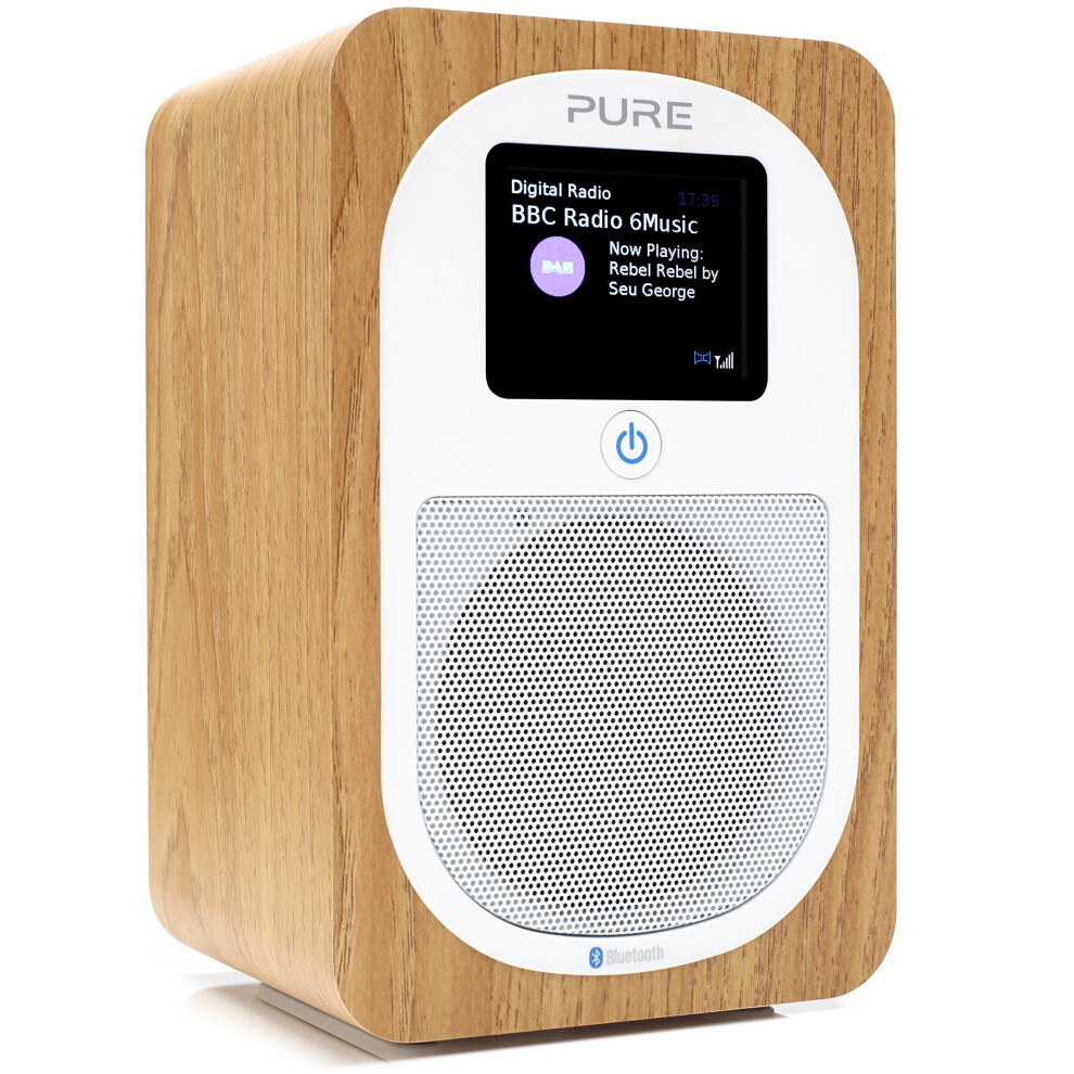 Pure Evoke H3 Portable DAB/DAB+/FM Radio with Bluetooth, Dual Alarms and Full Colour Display - Oak