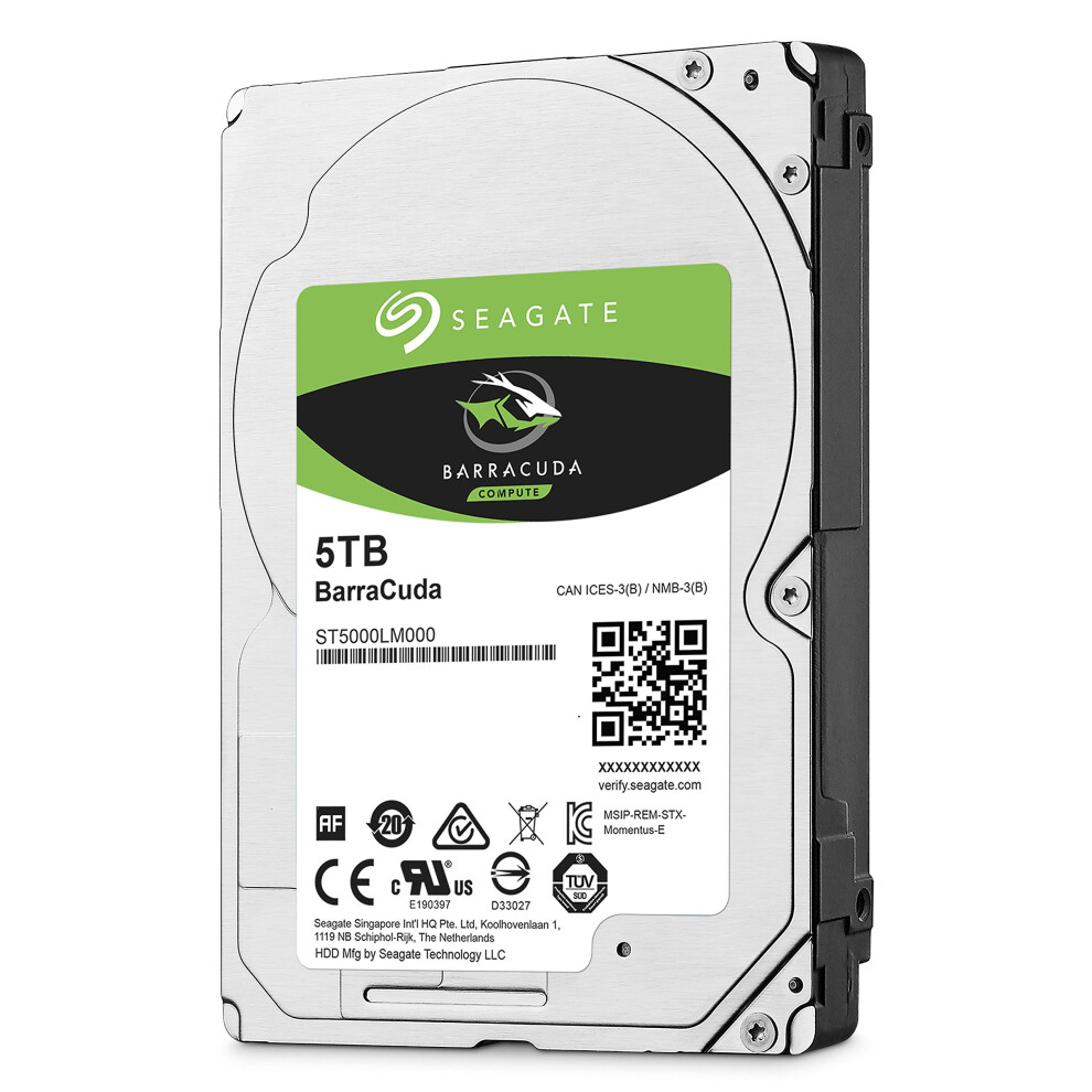 Seagate BarraCuda 5 TB 2.5 Inch Internal Hard Drive (15 mm Form Factor, 128 MB Cache, SATA 6 GB/s Up to 140 MB/s)