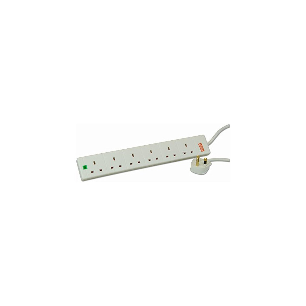 pro elec 10 m 6 Socket Surge Protected Extension Lead with Neon On Light - White