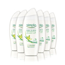 Simple Kind to Skin Shower Gel Refreshing 500 ml - Pack of 6