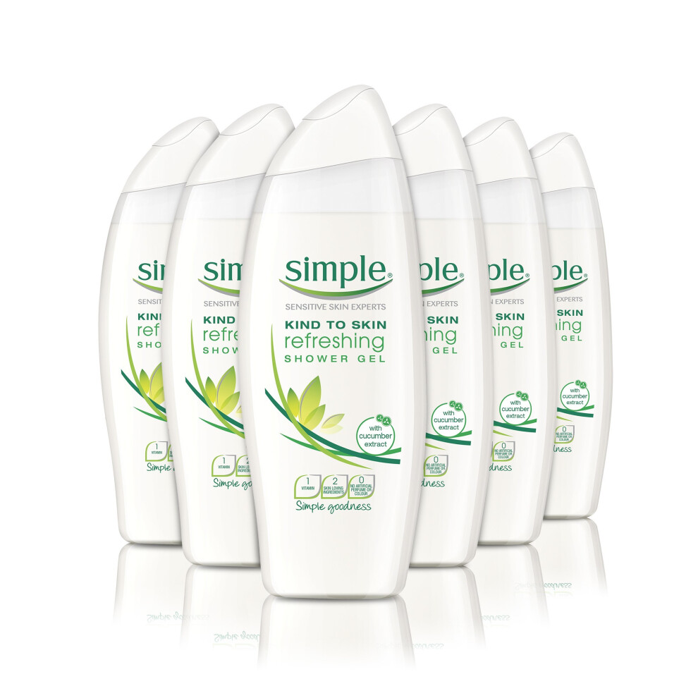 Simple Kind to Skin Shower Gel Refreshing 500 ml - Pack of 6