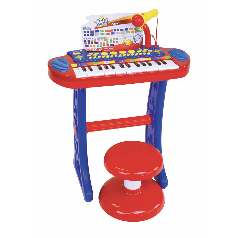 Bontempi | MiniMaestro - Elektronisch Speelgoed Keyboard met 31 Toetsen, Microfoon en Accessoires, Blauw en Rood, 450x430x610 mm Bontempi | MiniMaestro - Elektronisch Speelgoed Keyboard met 31 Toetsen, Microfoon en Accessoires, Blauw en Rood, 450x430x610 mm