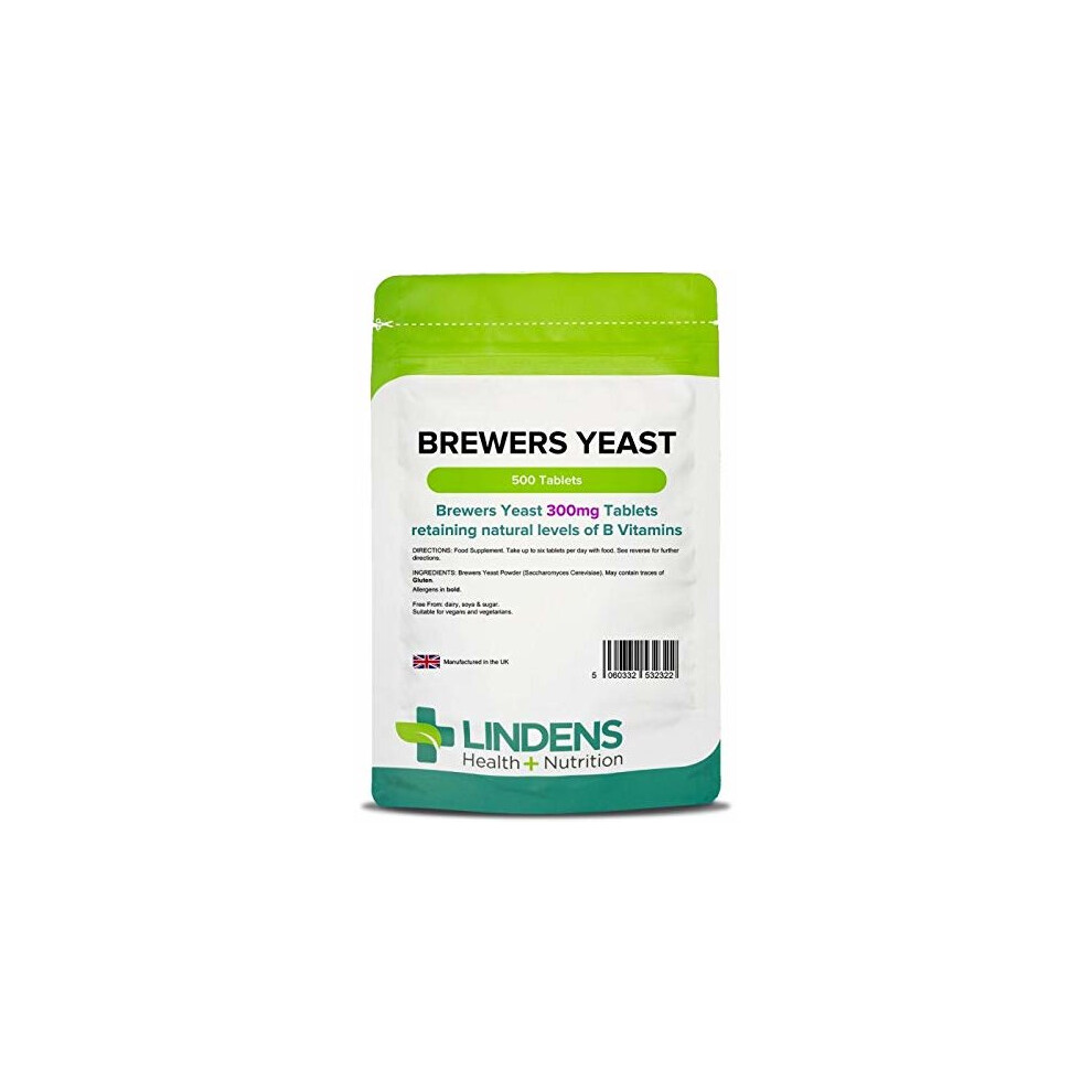 Lindens Brewers Yeast 300mg Tablets | 500 Pack | Natural Source Of Vitamins & Micronutrients And non-debittered For Maximum Nutrition