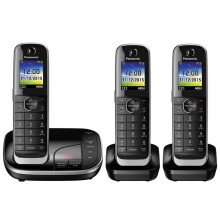 Panasonic 53539 Trio Cordless DECT Phone with Nuisance Call Blocker, 1.8in LCD, Eco Mode, Black (C-53539)