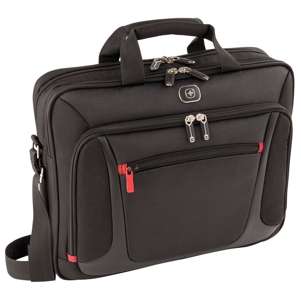 Wenger 600643 Sensor 15.4" Laptop Briefcase , Padded laptop compartment with iPad/Tablet / eReader Pocket in Black {9 Litres}