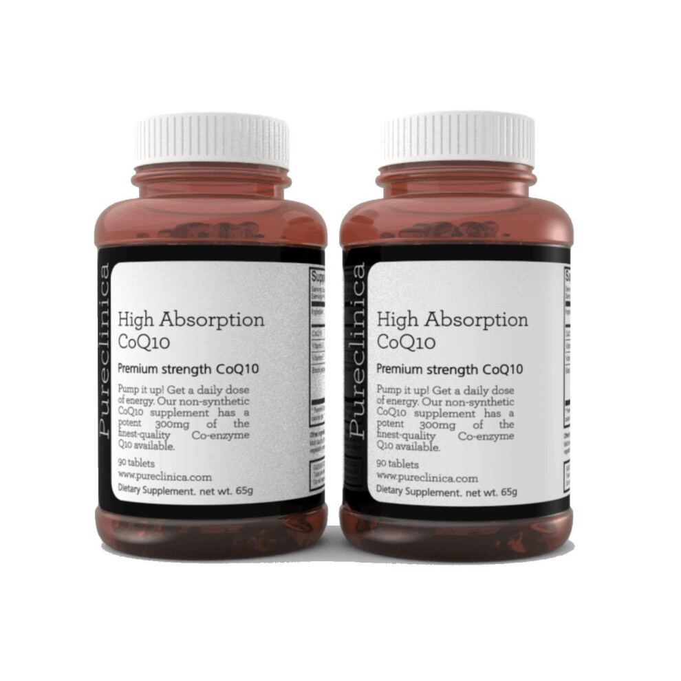 CoQ10 300mg x 180 tablets (2 bottles with 90 tablets each) - 6 Months supply) with Vitamin C and black pepper extract. SKU: CQ3x2