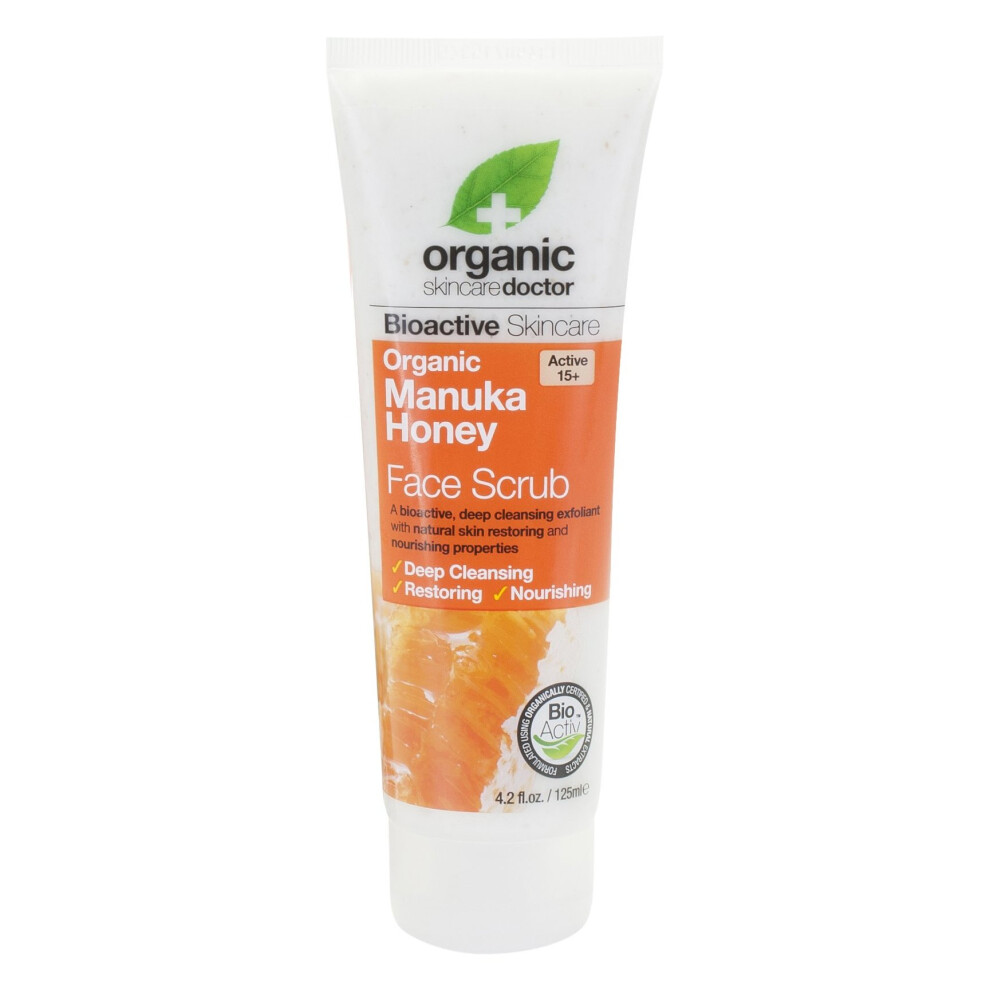 Dr Organic Manuka Honey Face Scrub, Exfoliating, Dry Skin, Mens, Womens, Natural - Image 3