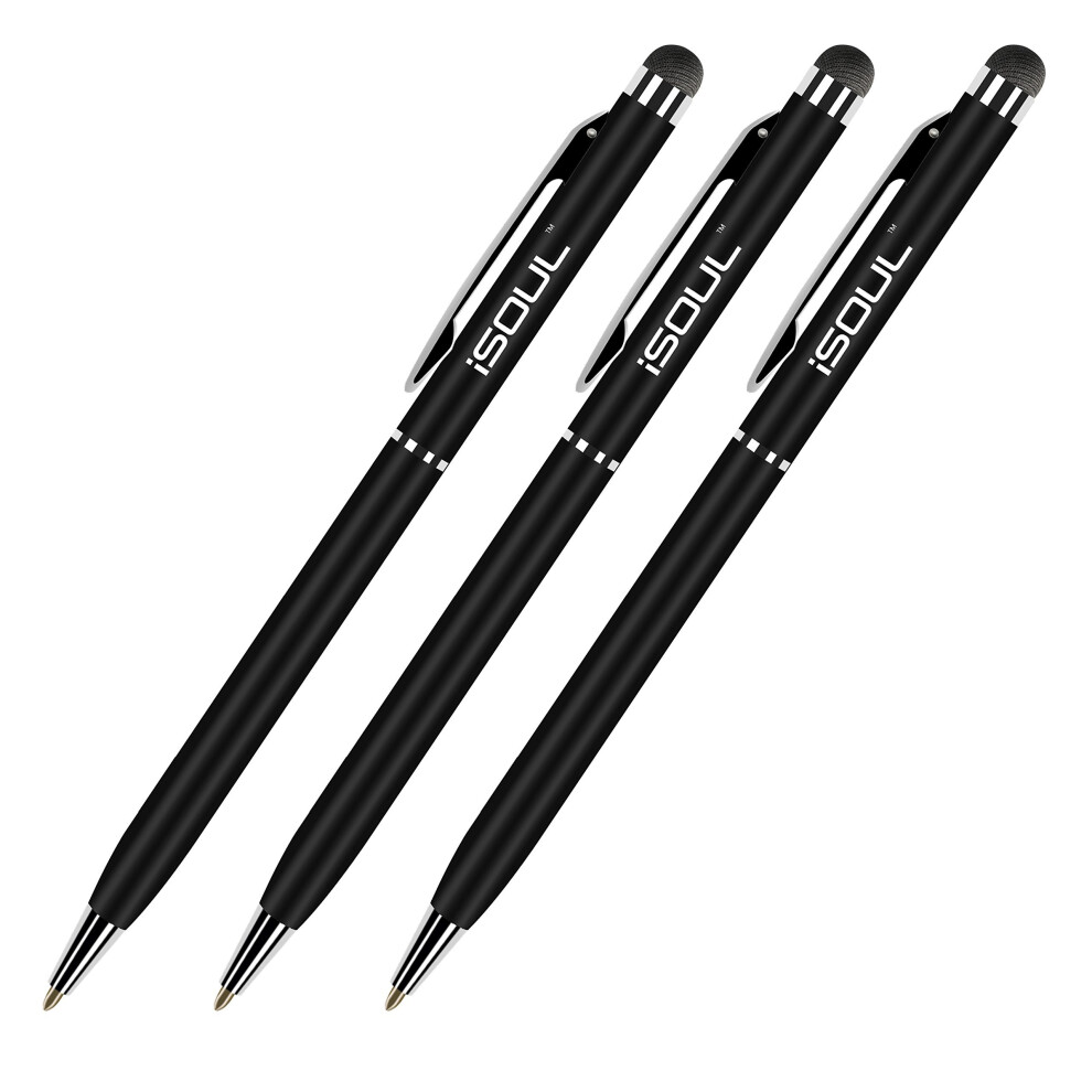 ISOUL Stylus Pen, 3in1 Premium Micro-Fibre Tip Universal Capacitive Styli Touch Screen Pens for Mobile Phones, Tablets, Note & Tab