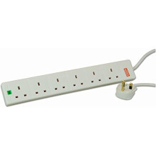 Pro-Elec SC205 5 m 6 Gang Extension Lead with Surge Protection - White