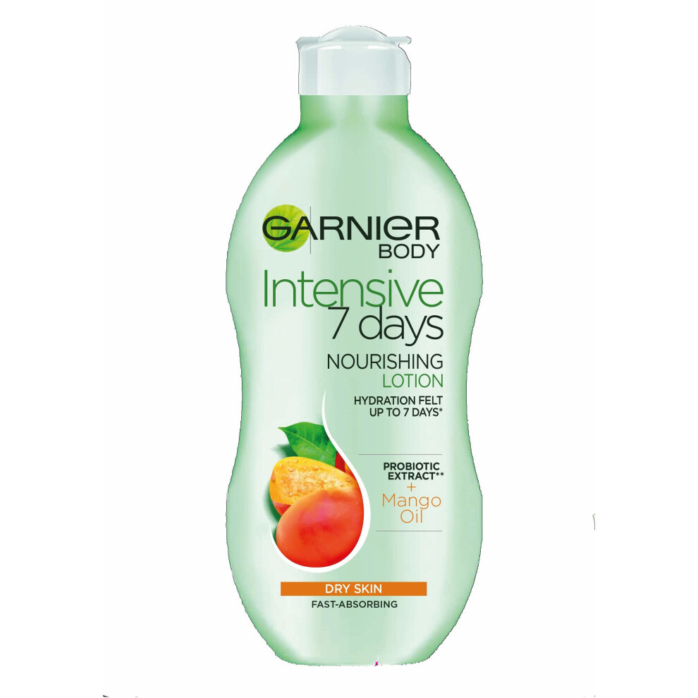 Garnier Intensive 7 Days Mango Body Lotion Dry Skin 400ml | Fast-Absorbing Nourishing Milk Texture | C-3600541022126