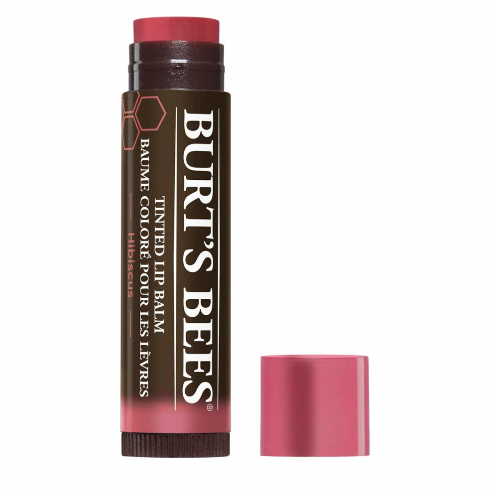 Burt's Bees 100 Percent Natural Tinted Lip Balm, Hibiscus with Shea Butter and Botanical Waxes, 4.25 g