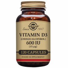 Solgar, Vitamin D3 (Cholecalciferol), 15 mcg (600 IE), 120 pflanzliche Kapseln