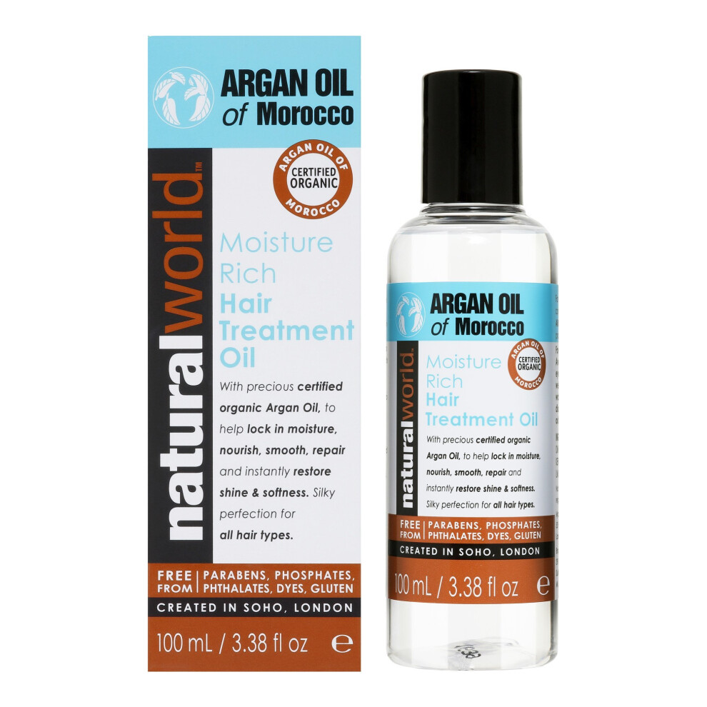 NATURAL WORLD ARGAN OIL OF MOROCCO MOISTURE RICH HAIR TREATMENT OIL 100 ML