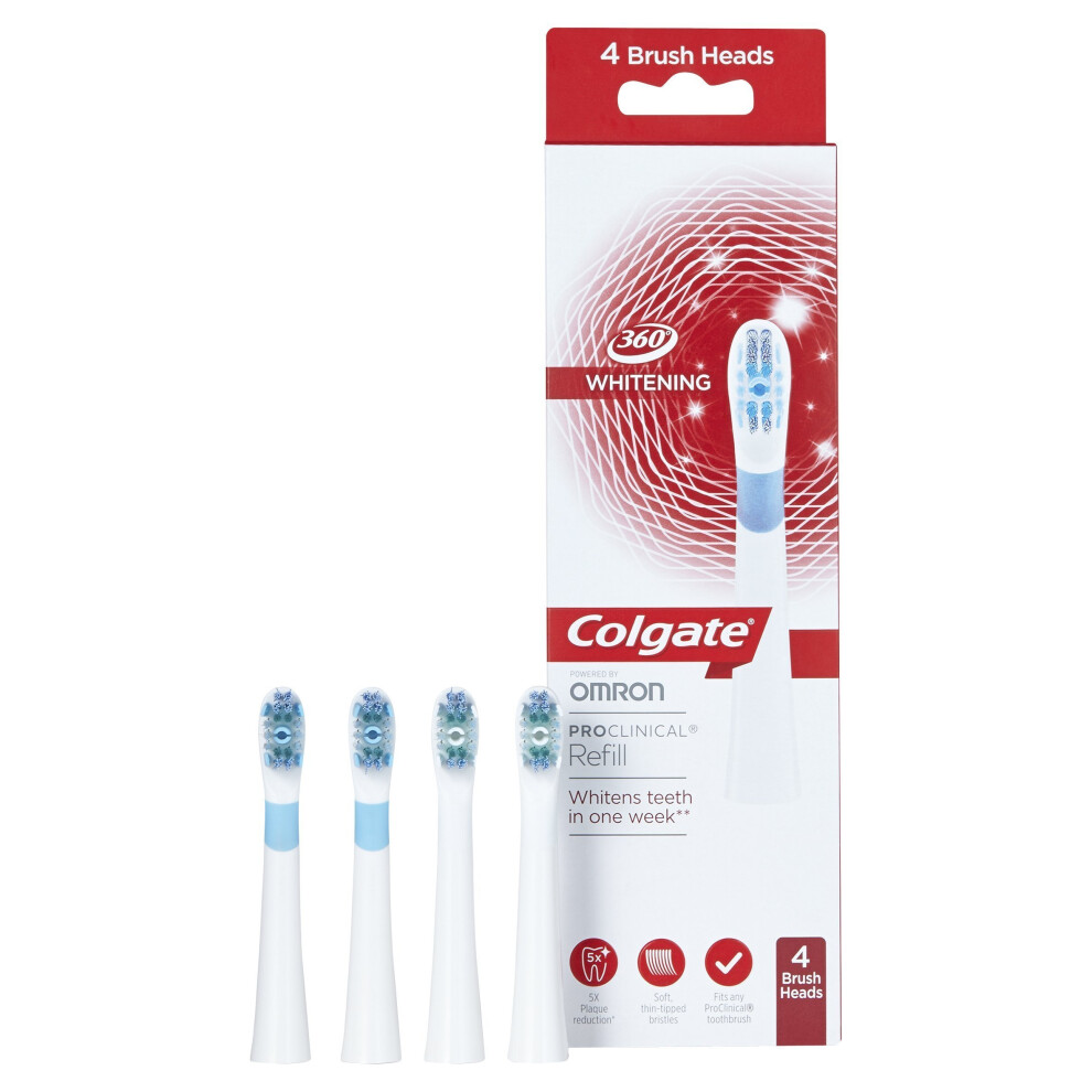 Colgate ProClinical 360 Whitening Refill Brush Heads, Pack of 4