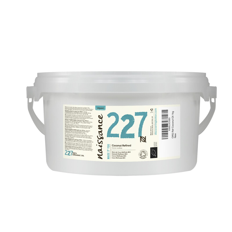 Naissance Organic Refined Coconut (Solid) Oil (#227) 1Kg - Pure, Natural, Certified Organic, Cruelty Free, Vegan - Moisturising & Hydrating - Ideal...