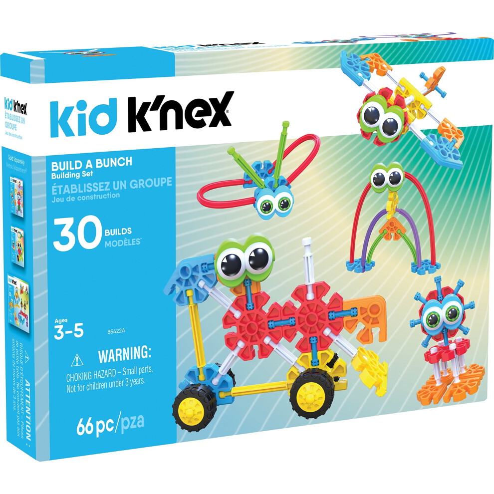 K'nex Kid Build A Bunch Set For Ages 3+, Construction Educational Toy, 66 Pieces