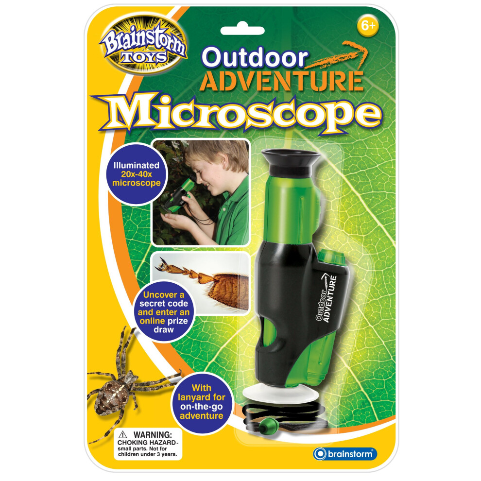 Brainstorm Ltd E2014 Outdoor Adventure Handheld Microscope 20x-40x Magnification, Built-in LED, Break-away Lanyard