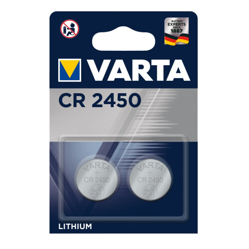 Varta VARTA Lithium-Knopfzellenbatterie CR2450, 3V, 2er-Pack