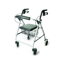 Days 252 Essentials Lightweight Aluminium Rollator with Padded Seat and Underseat Basket, Height Adjustable Handles & Back Support, Folds for...