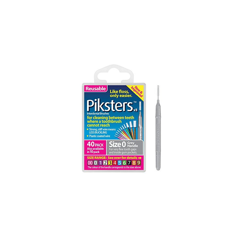 Piksters 0.35 Mm Size 0 Silver/Grey Interdental Brush - Pack Of 40