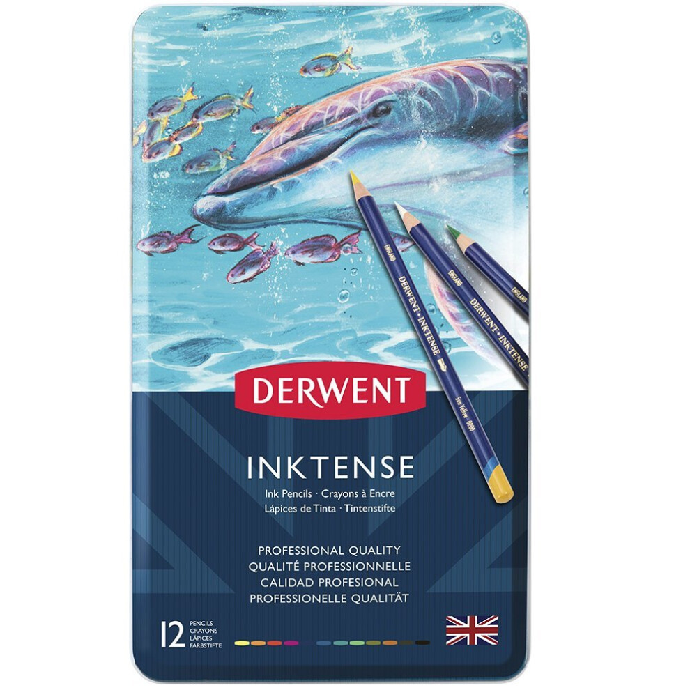 Derwent 700928 Inktense Permanent Watercolour Pencils, Professional Quality, Multicolour ,Set of 12