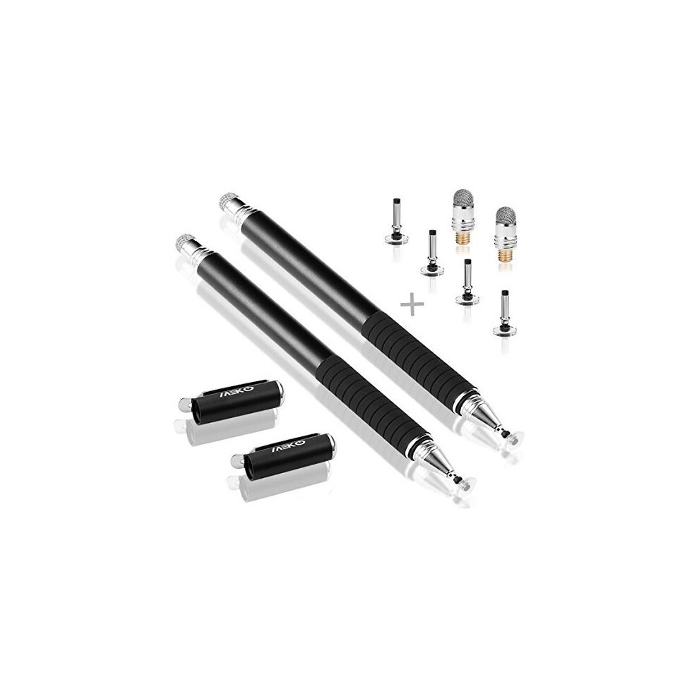 MEKO 2Pack Stylus Pen 2-in-1 Precision Disc Styli Touch Screen Pen with 6 x Replacement Tips for iPads, Tablets, iPhones, Smartphones, Samsung...
