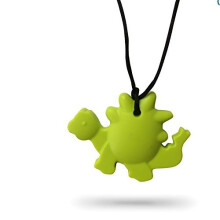 Chew Pendant Training and Development Fidget Toy Chew Necklace for Teething Babies,Sensory,Oral Motor, Anxiety, Autism (Dinosaur NeonGreen)