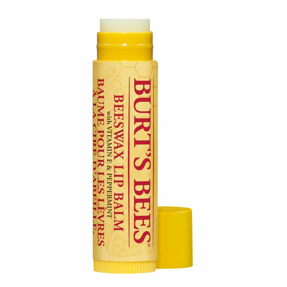 Burt's Bees 100% Natural Moisturising Lip Balm Original Beeswax with Vitamin E & Peppermint Oil - 4.25g (13000-14)