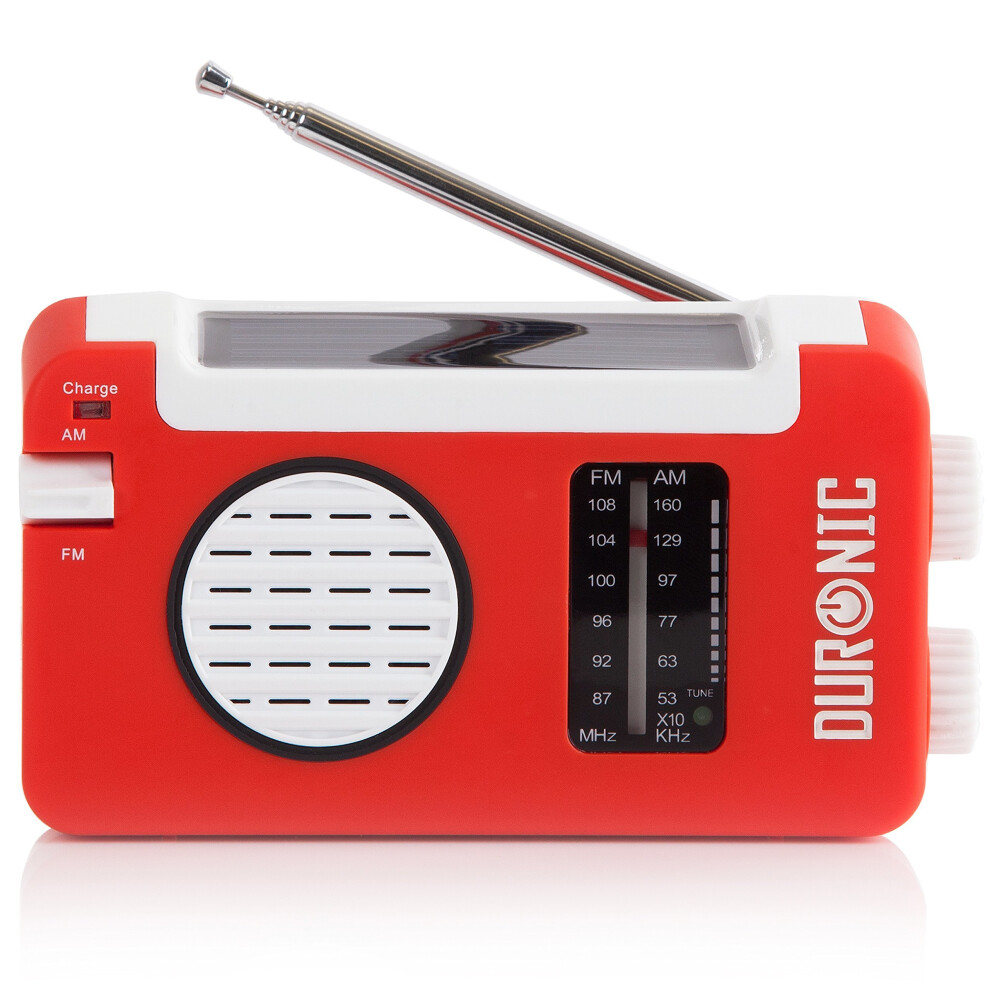 Duronic Hybrid Radio Wind Up Solar and Rechargeable AM/FM Radio with USB Charger Cable