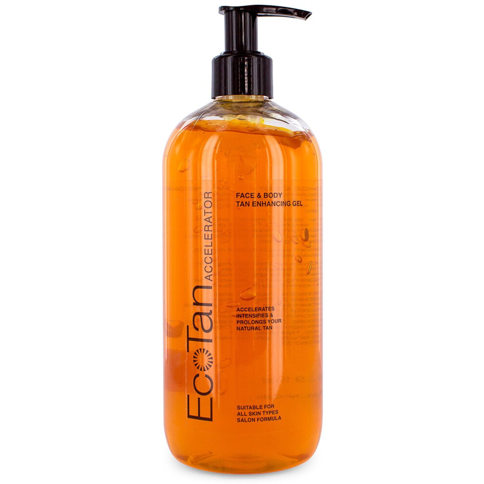 EcoTan Accelerator Face and Body Tanning Gel, Optimises Natural Tan, For Outdoor and Indoor Tanning, Can Be Used With Sunbeds 500ml