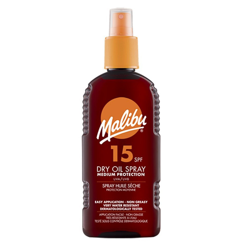 Malibu Suntan Dry Oil Spray Very Water Resistant SPF 15 Medium Protection