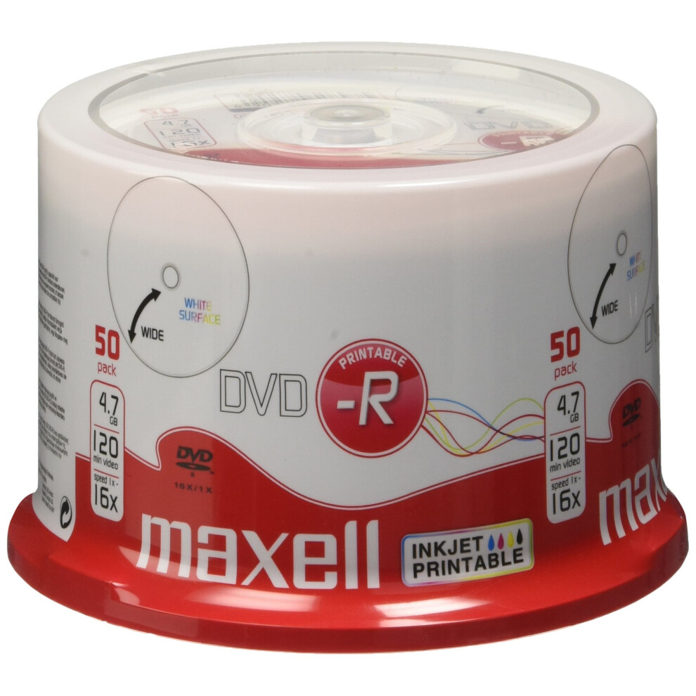 Maxell - 50 x DVD-R - 4.7 GB (120min) 16x - white - printable surface - spindle - storage media