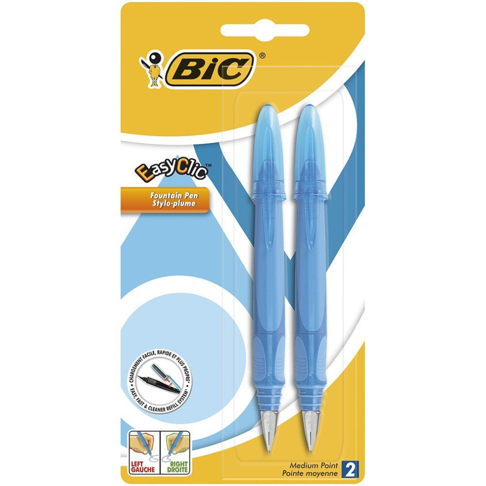 BIC EasyClic Assorted Colour Fountain Pens (Pack of 2)