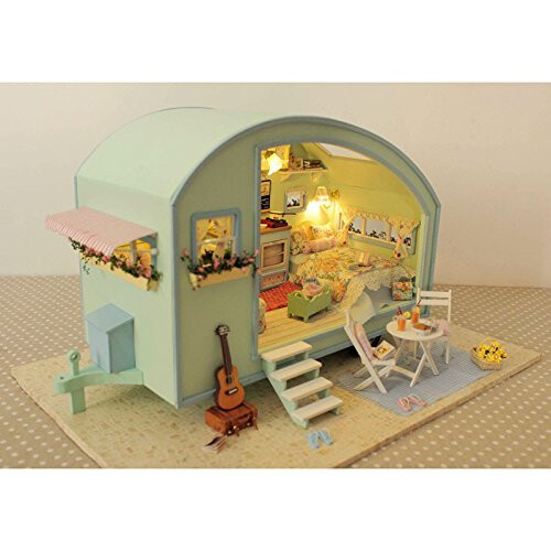 DIY Wooden Dolls House Handcraft Miniature Kit Caravan Model Furniture on OnBuy