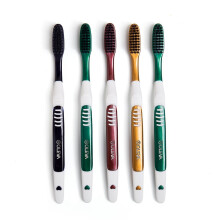 AOLEVA Adult Soft Black Charcoal Bristles Manual Toothbrush Deep Clean Family Set 5 Count Color May Vary